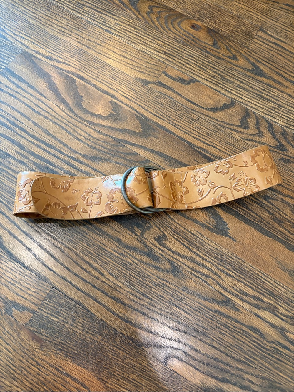 MODA INTERNATIONAL Floral Embossed Leather Boho Wide Belt